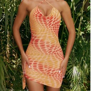 Oh Polly Halter Neck Mini Dress in Orange